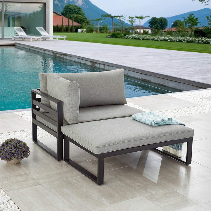 2 Pieces Patio Conversation Set, Grey 