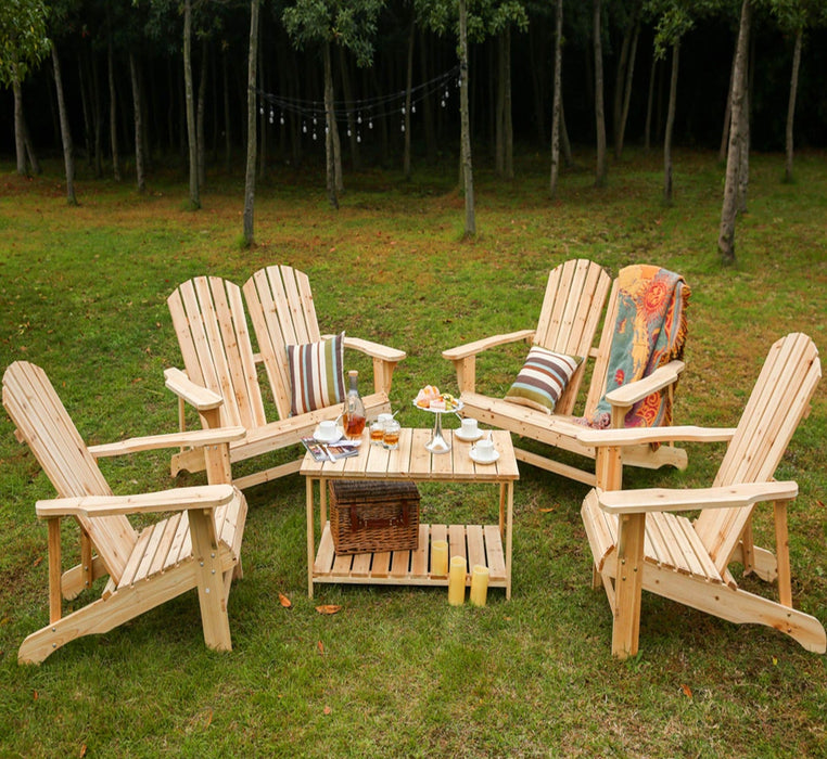 Ultimate 5 Piece Adirondack Patio Ensemble: Chairs, Loveseat & Coffee Table Set for Outdoor Leisure