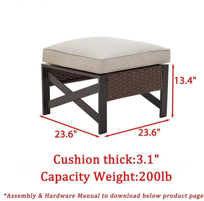 1 Piece Patio Ottoman with Cushion 