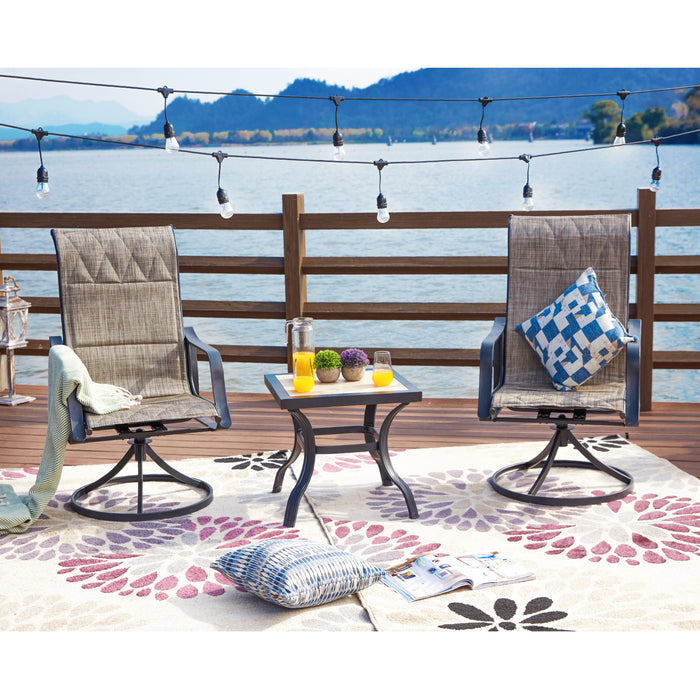 3-Piece Outdoor Swivel Conversation Set 