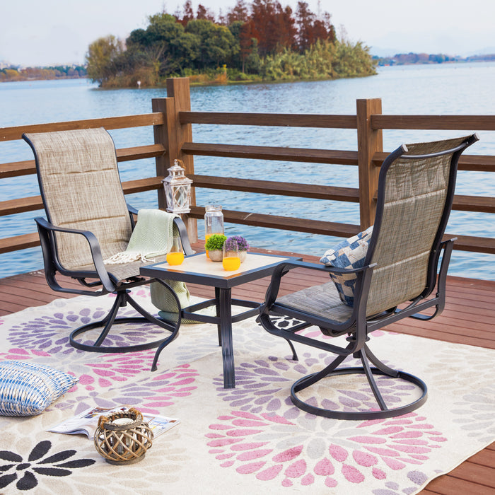 3-Piece Outdoor Swivel Conversation Set 