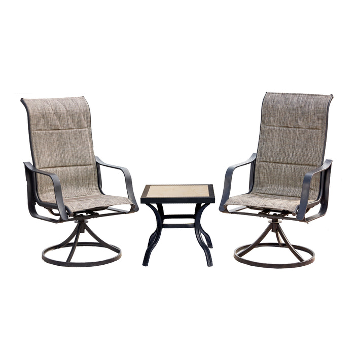 3-Piece Outdoor Swivel Conversation Set 