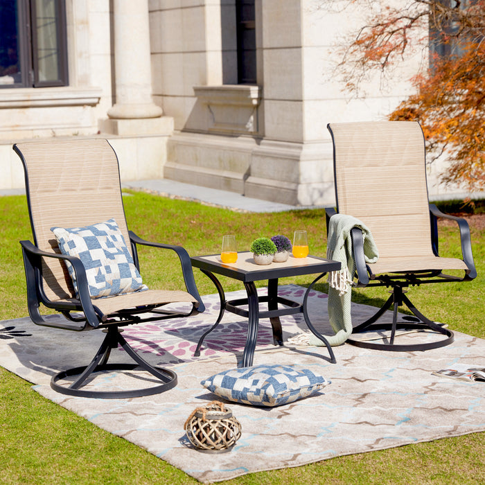 3-Piece Outdoor Swivel Conversation Set 