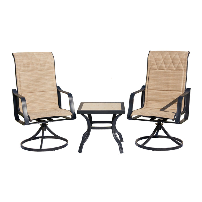 3-Piece Outdoor Swivel Conversation Set 